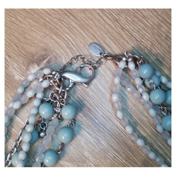 Lia Sophia Multi Strand Sea Glass & Beads Necklace Free Bracelet Seafoam - Picture 3 of 5